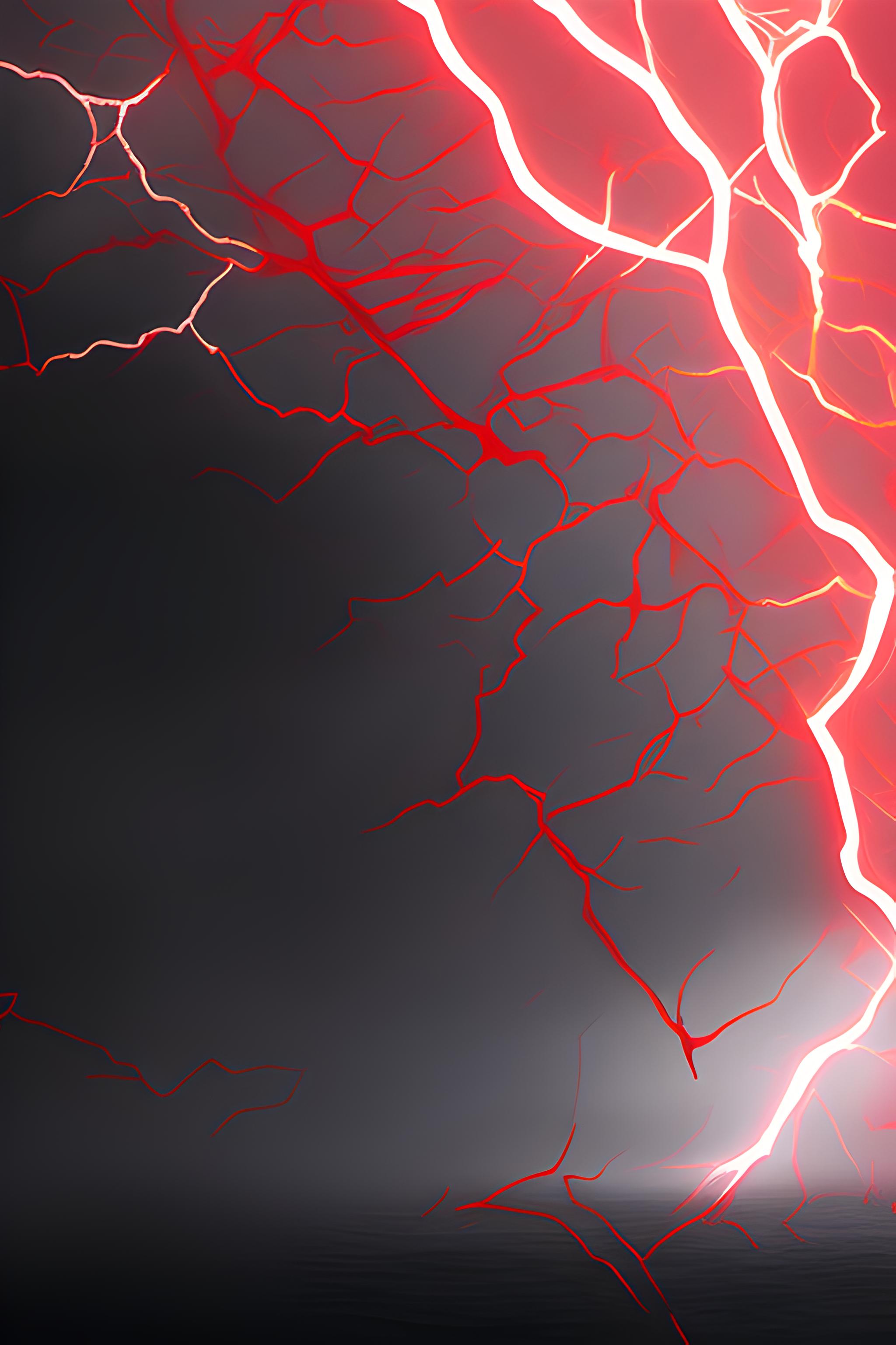 Red, black, cracked glass lightning | Wallpapers.ai